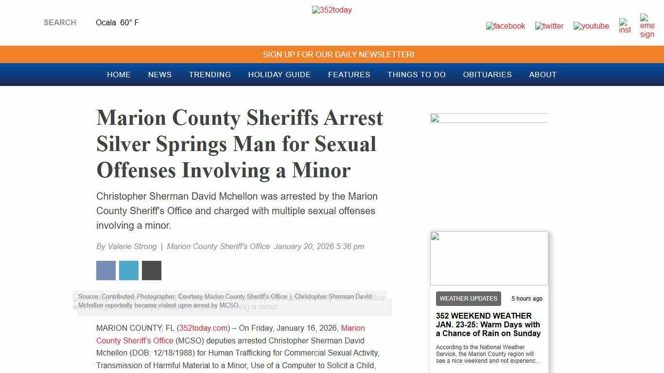 Marion County Sheriffs Arrest Silver Springs Man for Sexual Offenses Involving a Minor - 352today
